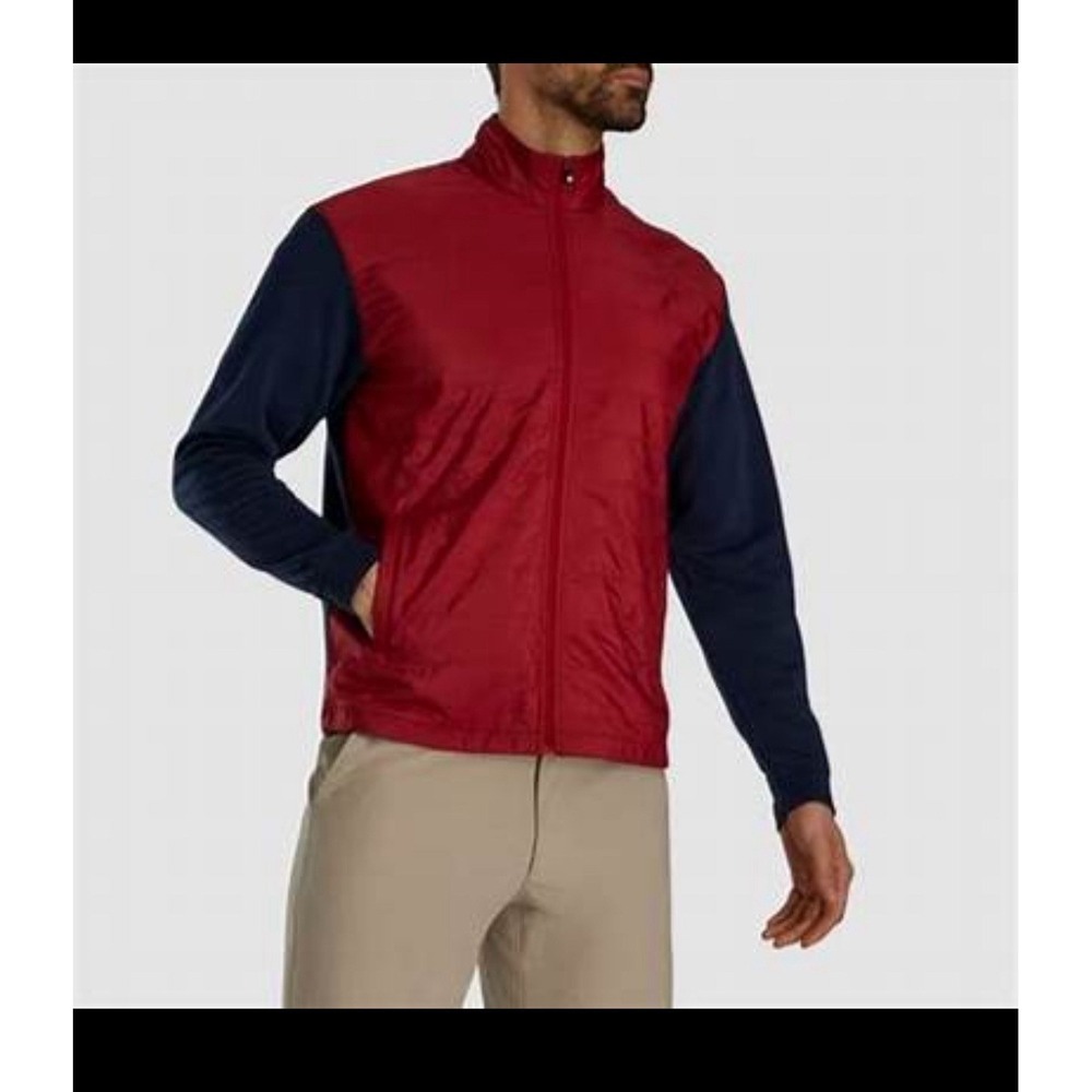 Footjoy Full Zip Hybrid Jacket Crimson Navy Mens Small Quilted 29143 NWT‎